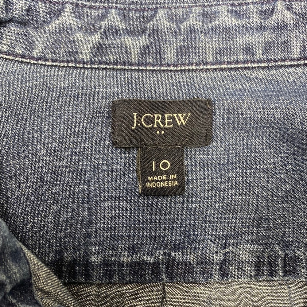 J. Crew Dress Shirt Dress Pockets Blue Denim Cottagecore Preppy Size 10 - Picture 3 of 10
